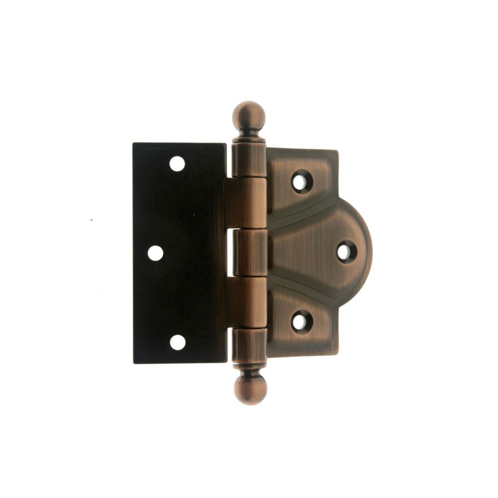 Idh Solid Brass 3-1/2'' X 4-3/8'' Combo Mortise/Surface Offset Hinge Ball Finials (Pair) Antique Copper-J
