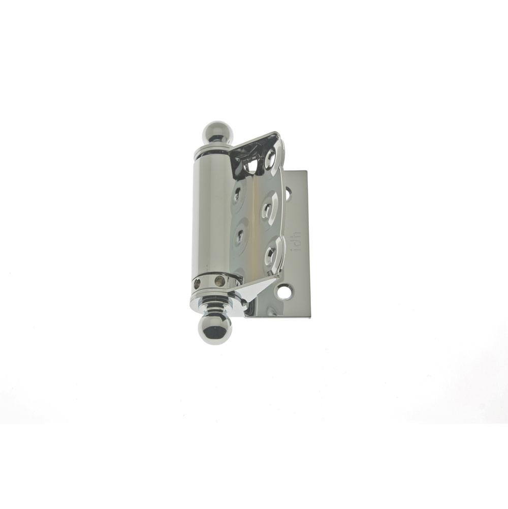 Idh Solid Brass Half Mortise Adjust. Spring Screen Door Hinge 2-3/4'' X 3'' W/ Ball Finials (Pair) Polished Chrome-J