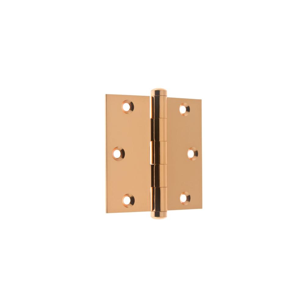 Idh 3-1/2'' X 3-1/2'' Solid Extruded Brass Square Corner Door Hinge (Pair) Bright Copper-J