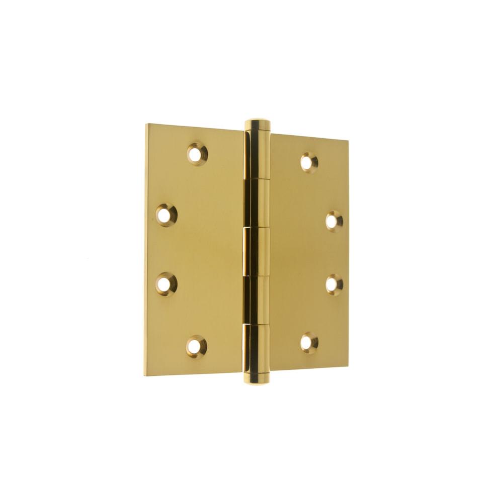 Idh 4'' X 4'' Solid Extruded Brass Square Corner Door Hinge (Pair) Polished Brass No Lacquer-J