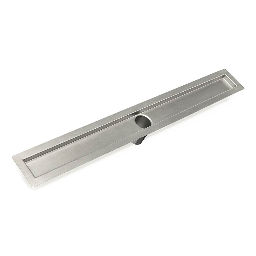 Infinity Drain 60'' Stainless Steel Flanged Channel Assembly with 2'' Tapered Threaded Outlet