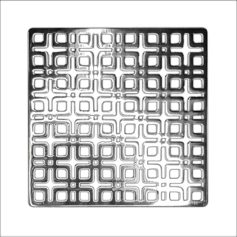 Infinity Drain 5'' x 5'' Link Pattern Decorative Plate for K 5, KD 5, KDB 5 in Polished Stainless