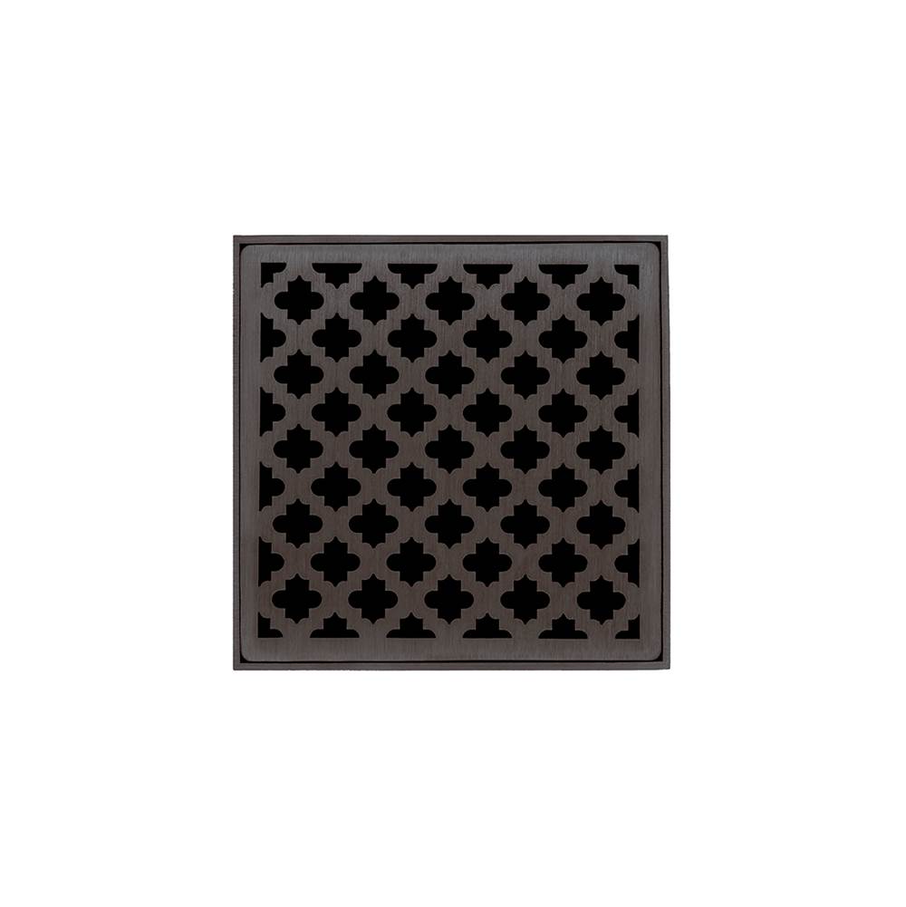 Infinity Drain 4'' x 4'' Strainer with Moor Pattern Decorative Plate and 2'' Throat in Oil Rubbed Bronze for MD 4