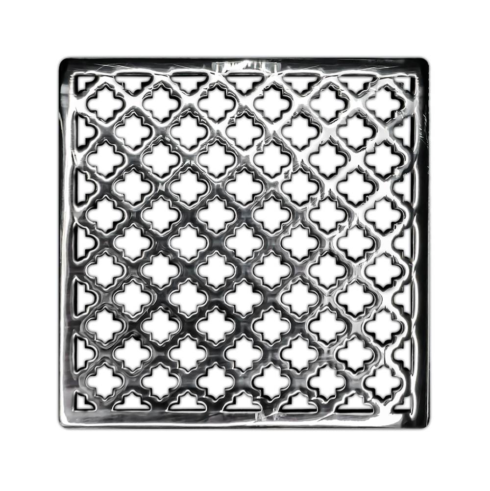 Infinity Drain 5'' x 5'' Moor Pattern Decorative Plate for M 5, MD 5, MDB 5 in Polished Stainless