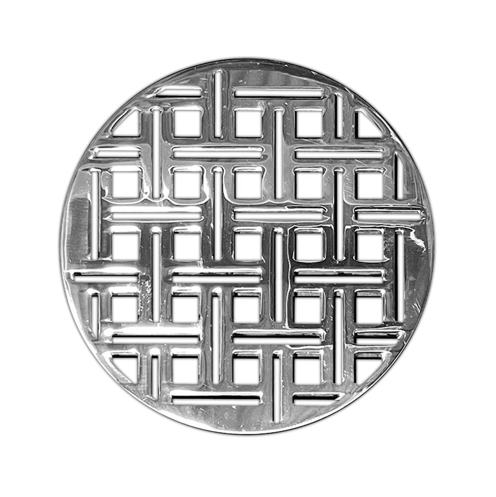 Infinity Drain 5'' Round Weave Pattern Decorative Plate for RV 5, RVD 5, RVDB 5 in Polished Stainless