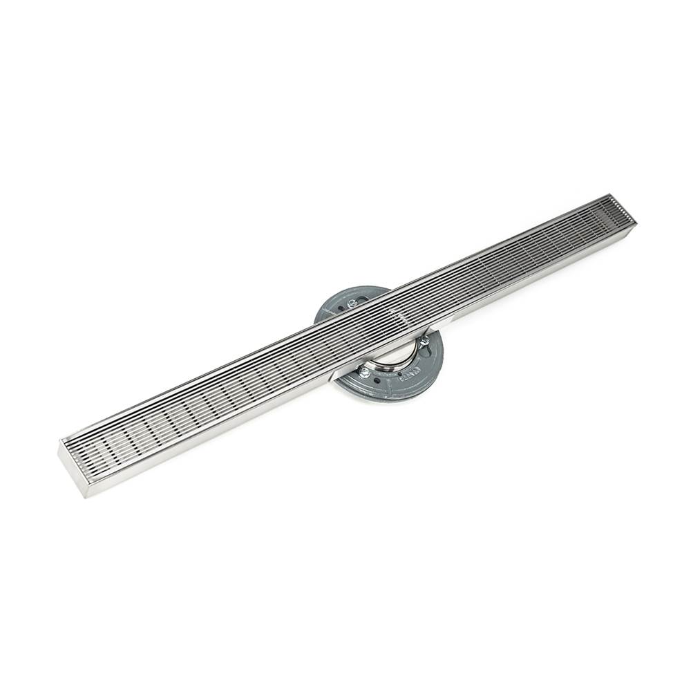 Infinity Drain 96'' S-Stainless Steel Series High Flow Complete Kit with 2 1/2'' Wedge Wire Grate in Polished Stainless with PVC Drain Body, 3'' Outlet