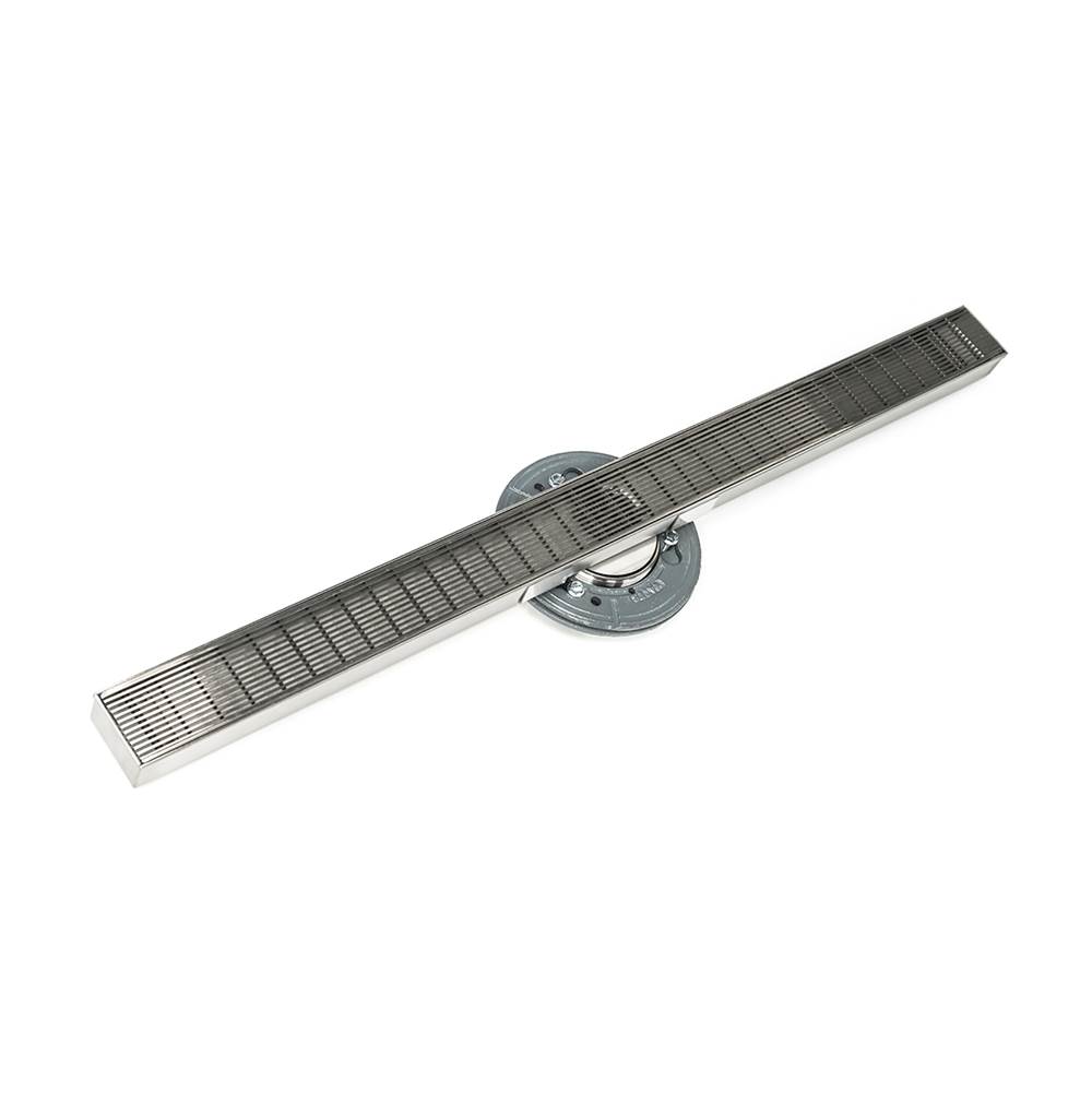 Infinity Drain 72'' S-Stainless Steel Series High Flow Complete Kit with 2 1/2'' Wedge Wire Grate in Satin Stainless with PVC Drain Body, 3'' Outlet