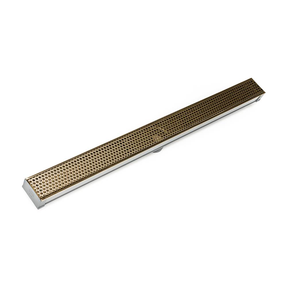 Infinity Drain 60'' S-PVC Series Complete Kit with 2 1/2'' Perforated Circle Pattern Grate in Satin Bronze