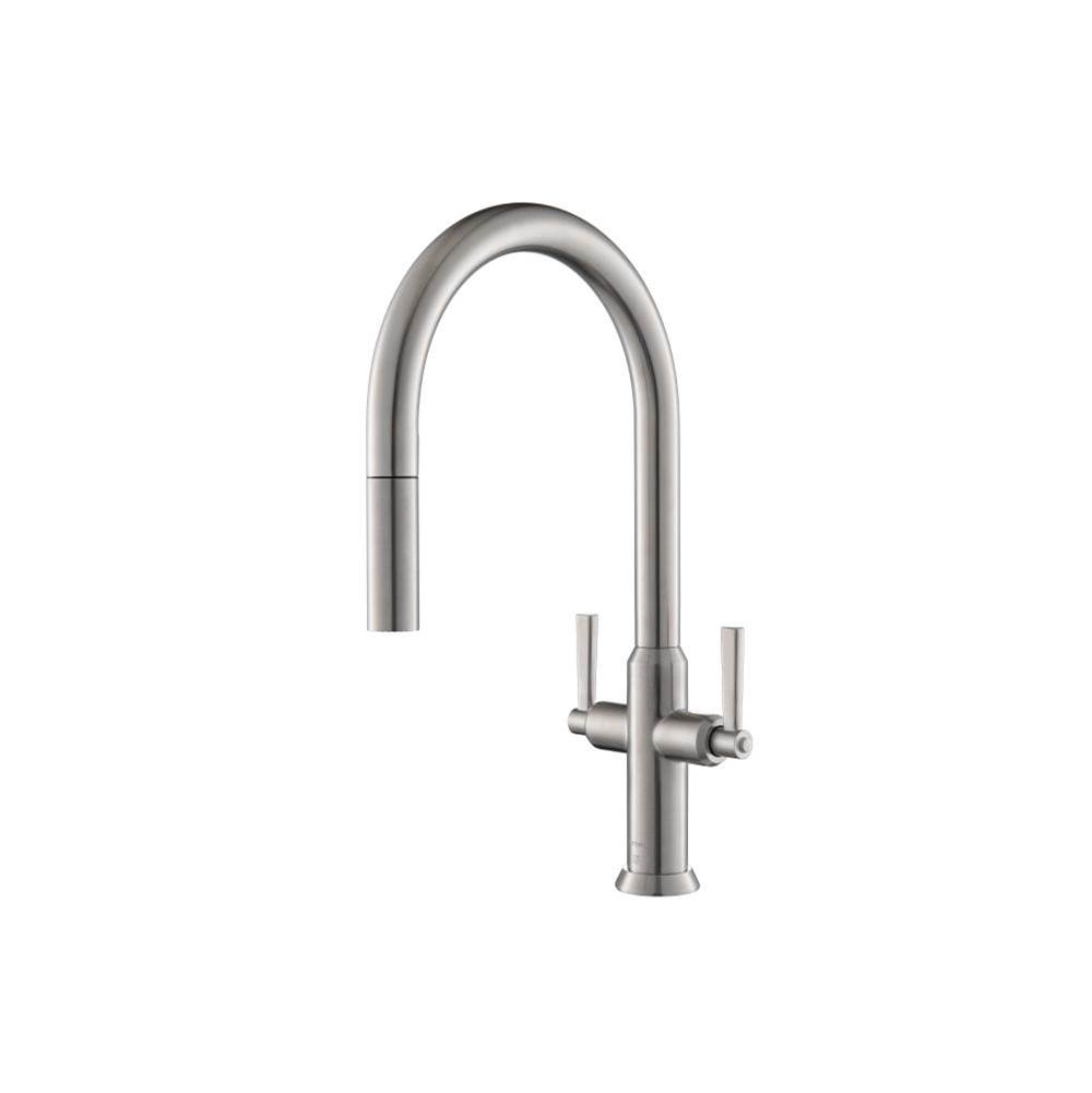 Isenberg Velox - Dual Spray Stainless Steel Two Handle Kitchen Faucet With Pull Out