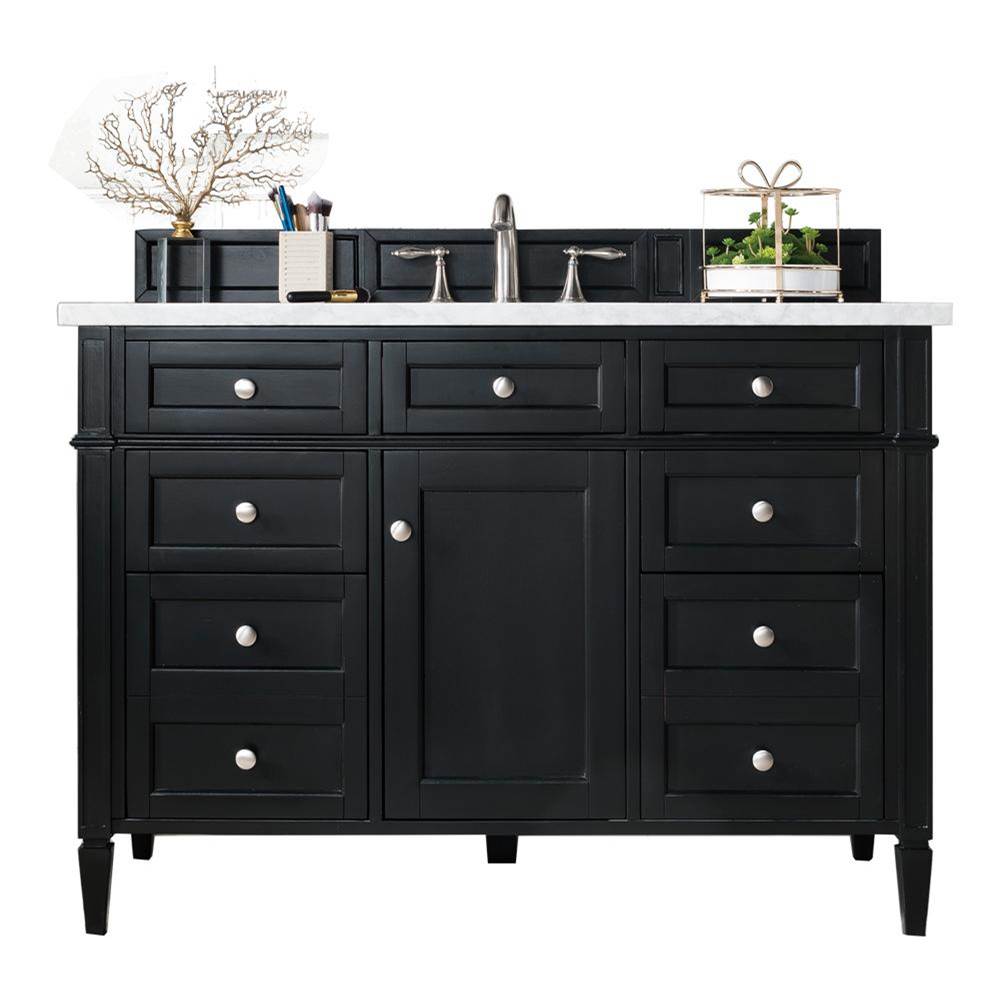 James Martin Vanities Brittany 48'' Black Onyx Single Vanity w/ 3 CM Arctic Fall Solid Surface Top