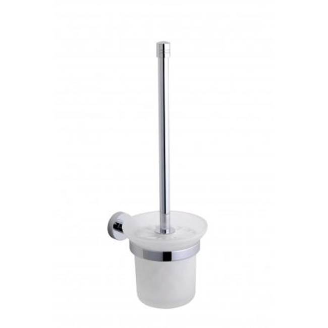 Kartners OSLO - Wall Mounted Toilet Brush Set with Frosted Glass-Polished Nickel
