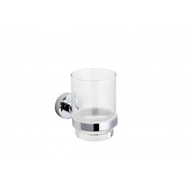 Kartners OSLO - Wall Mounted Bathroom Tumbler & Toothbrush Holder with Chrome Glass-Brushed Gold