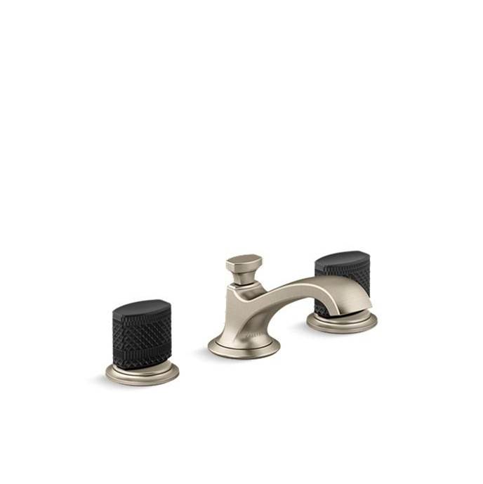 Kallista Script® Sink Faucet, Low Spout, Black Porcelain Knob Handles