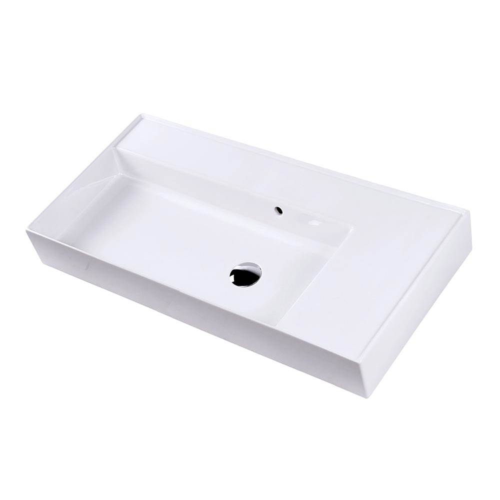 Lacava Wall-mount or vanity top porcelain sink with an overflow and a deck on the right-hand or left-hand side