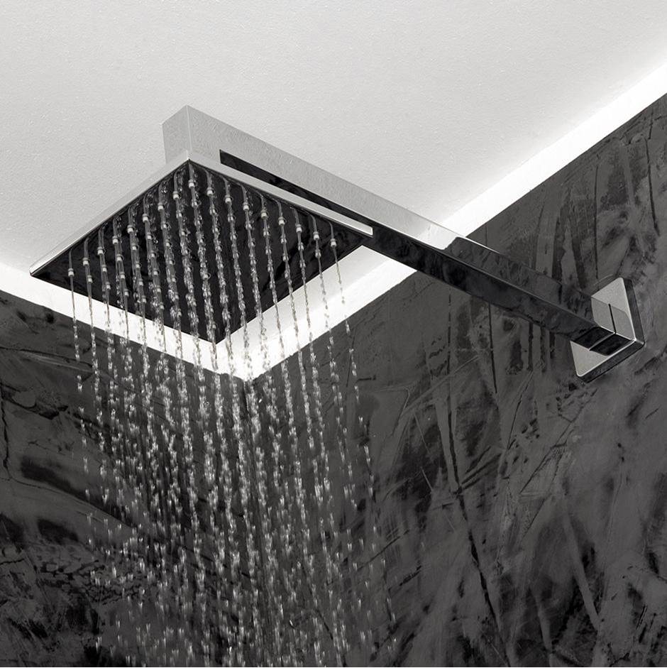 Lacava Wall-mount tilting square rain shower head, 64 rubber nozzles. Arm and flange sold separately. 6''W, 6''D, 1 3/4''H