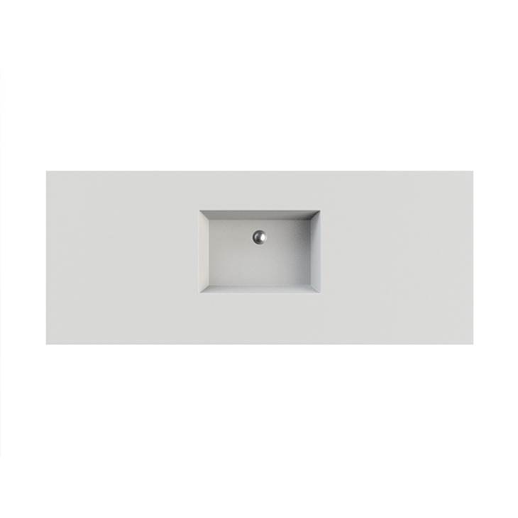 MTI Baths Petra 2 Sculpturestone Counter Sink Single Bowl Up To 56''- Gloss White