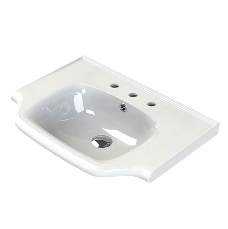 Nameeks Rectangular White Ceramic Wall Mounted or Drop In Sink