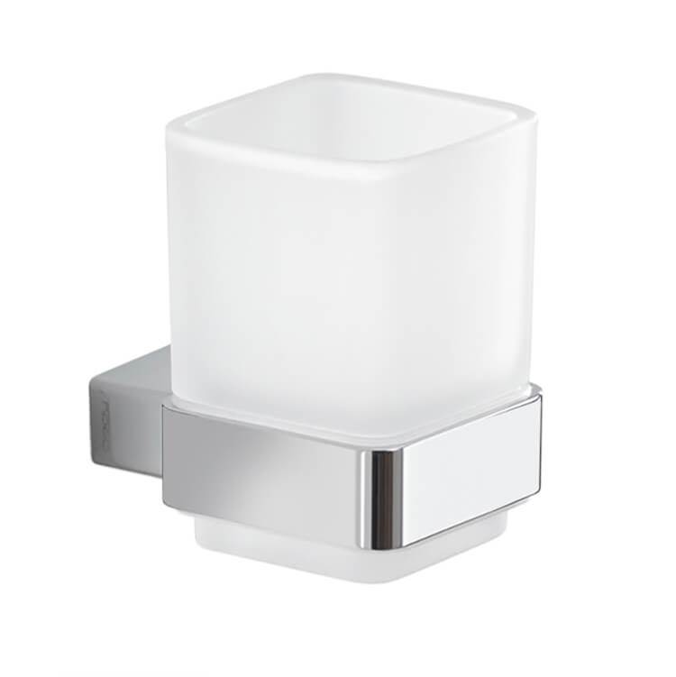 Nameeks Wall Mounted Frosted Glass Toothbrush Holder With Chrome Mounting