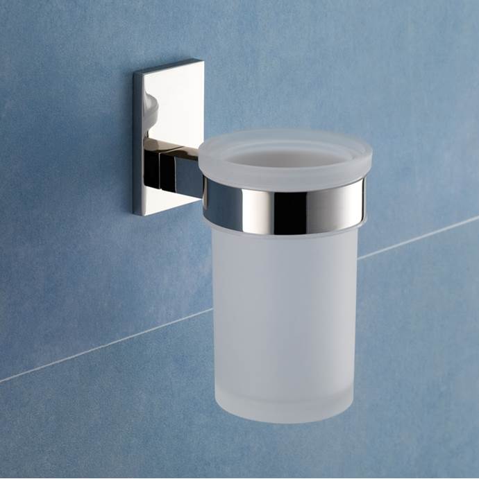 Nameeks Wall Mounted Frosted Glass Toothbrush Holder With Chrome Mounting