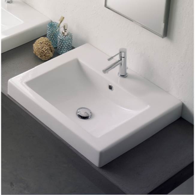 Nameeks Square White Ceramic Built-in Sink