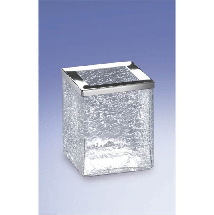 Nameeks Free Standing Crackled Glass Square Toothbrush Holder