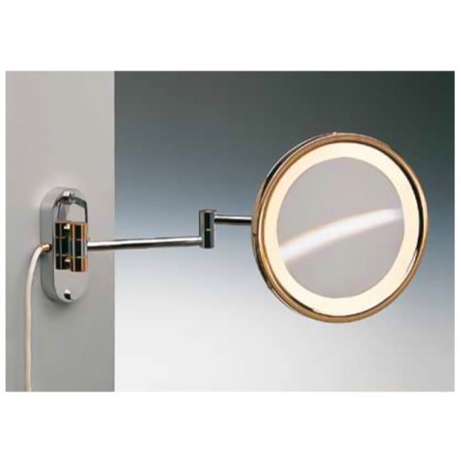 Nameeks Wall Mounted Brass LED Direct Wire Warm Light Mirror With 5x Magnification