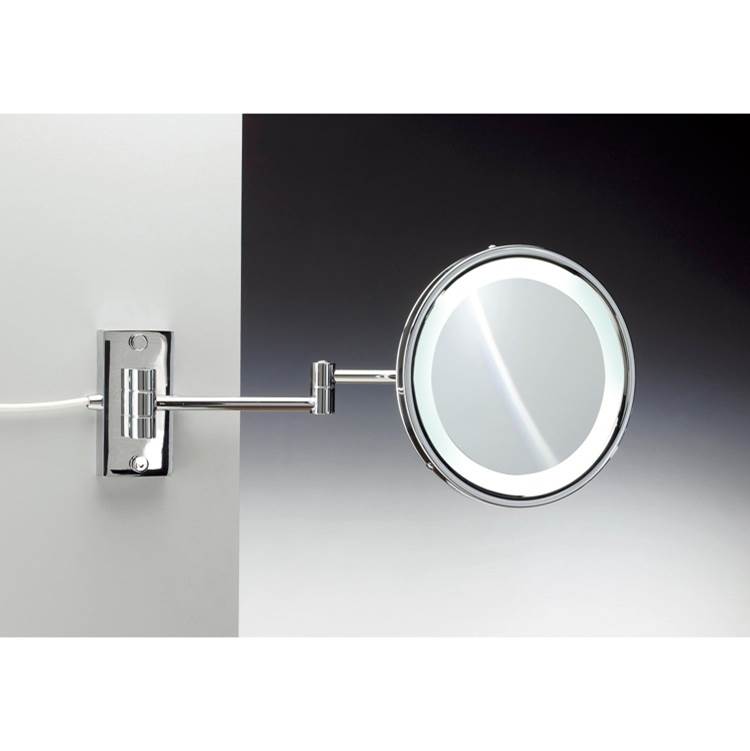 Nameeks Wall Mounted Brass LED Direct Wire Mirror With 3x Magnification