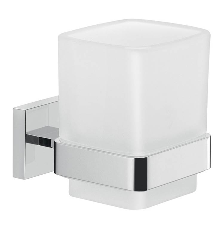 Nameeks Frosted Glass Wall Toothbrush Holder With Chrome Mounting