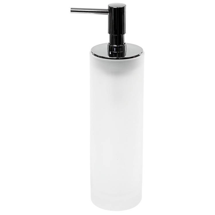Nameeks White Round and Free Standing Soap Dispenser in Glass