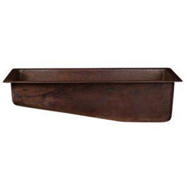 Premier Copper Products 28'' Rectangle Hammered Copper Slanted Bar/Prep Sink with 3.5'' Drain Opening
