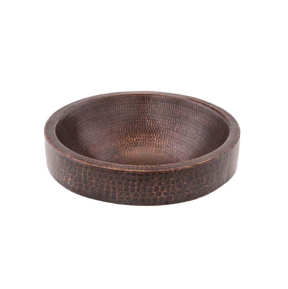 Premier Copper Products 15'' Small Round Skirted Vessel Hammered Copper Sink