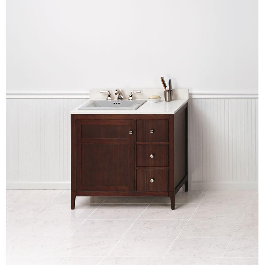 Ronbow 36'' Briella Bathroom Vanity Cabinet Base with Tapered Leg in White - Door on Left