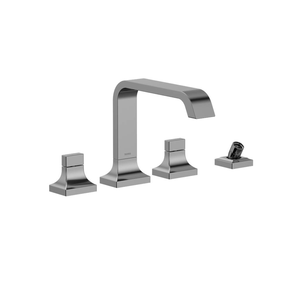 TOTO Toto® Gc Two-Handle Deck-Mount Roman Tub Filler Trim With Handshower, Polished Chrome