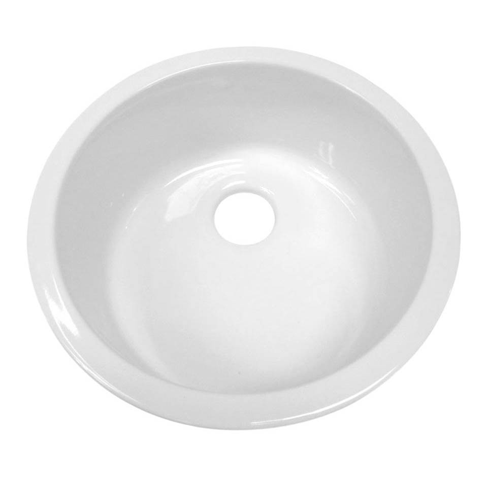 Whitehaus Collection Elementhaus Fireclay Circular Drop In/Undermount Sink with 3 ½''  Rear Center Drain