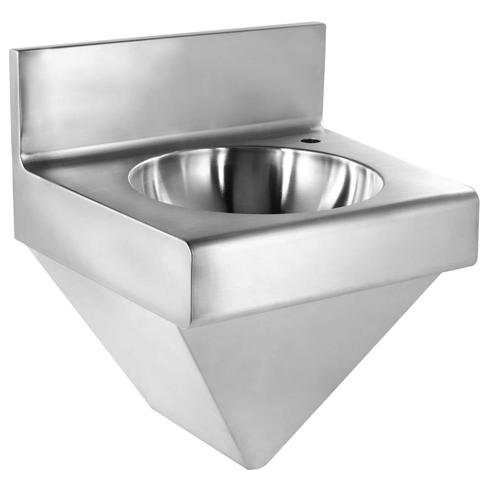 Whitehaus Collection Noah's Collection Brushed Stainless Steel Commercial Single Bowl Wall Mount Wash Basin