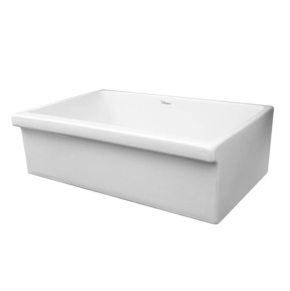 Whitehaus Collection Farmhaus Fireclay Quatro Alcove Large Reversible Sink with Decorative 2 ½'' Lip on One Side and 2'' Lip on the Opposite Side