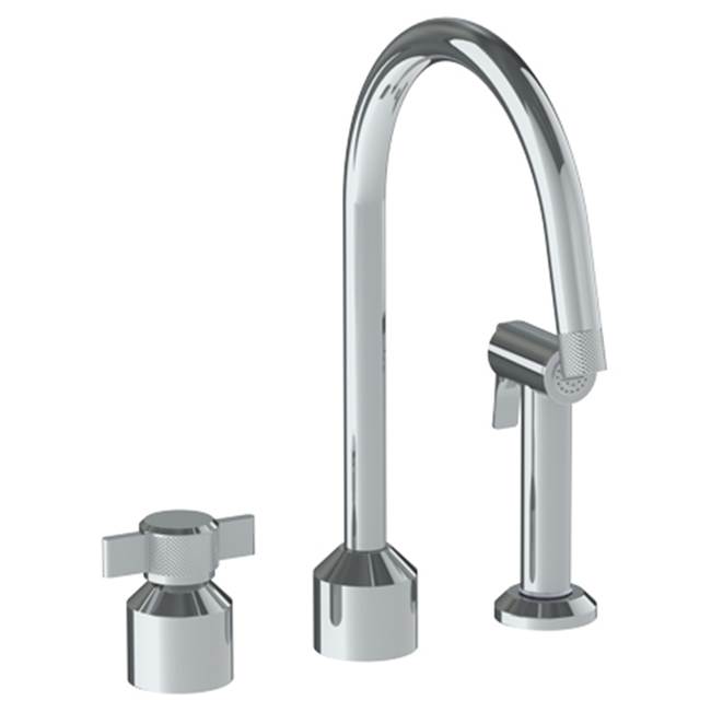 Watermark Deck Mounted 3 Hole Kitchen Set  With Gooseneck Spout- Includes Side Spray