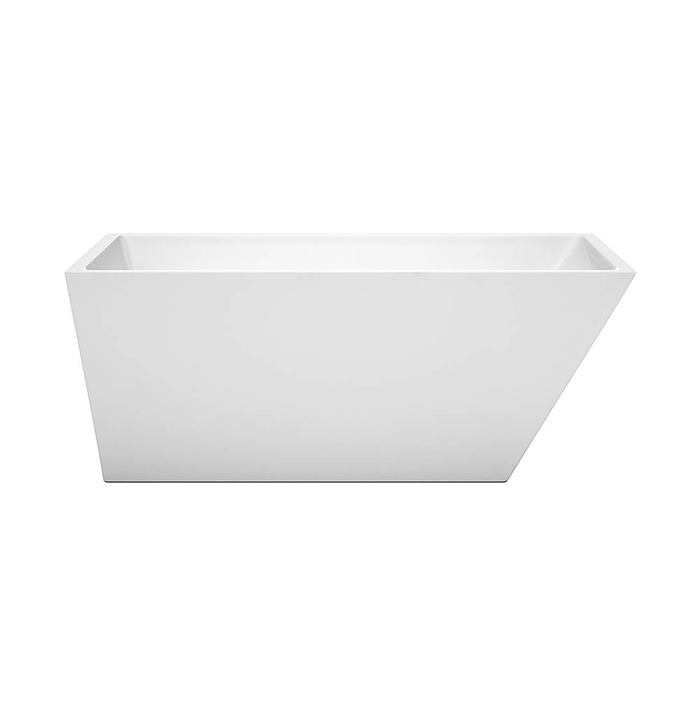 Wyndham Collection Hannah 59 Inch Freestanding Bathtub in White with Polished Chrome Drain and Overflow Trim