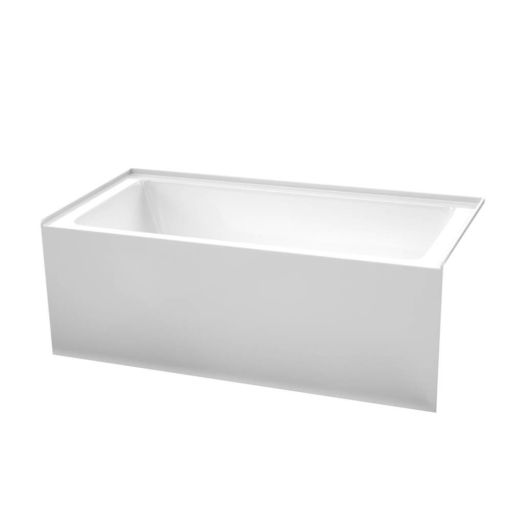 Wyndham Collection Grayley 60 x 30 Inch Alcove Bathtub in White with Right-Hand Drain and Overflow Trim in Brushed Nickel